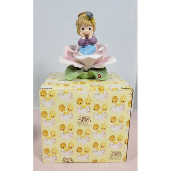 Precious Moments Pink Rose of Sweetness Porcelain Figurine  B16 - Picture 1 of 7